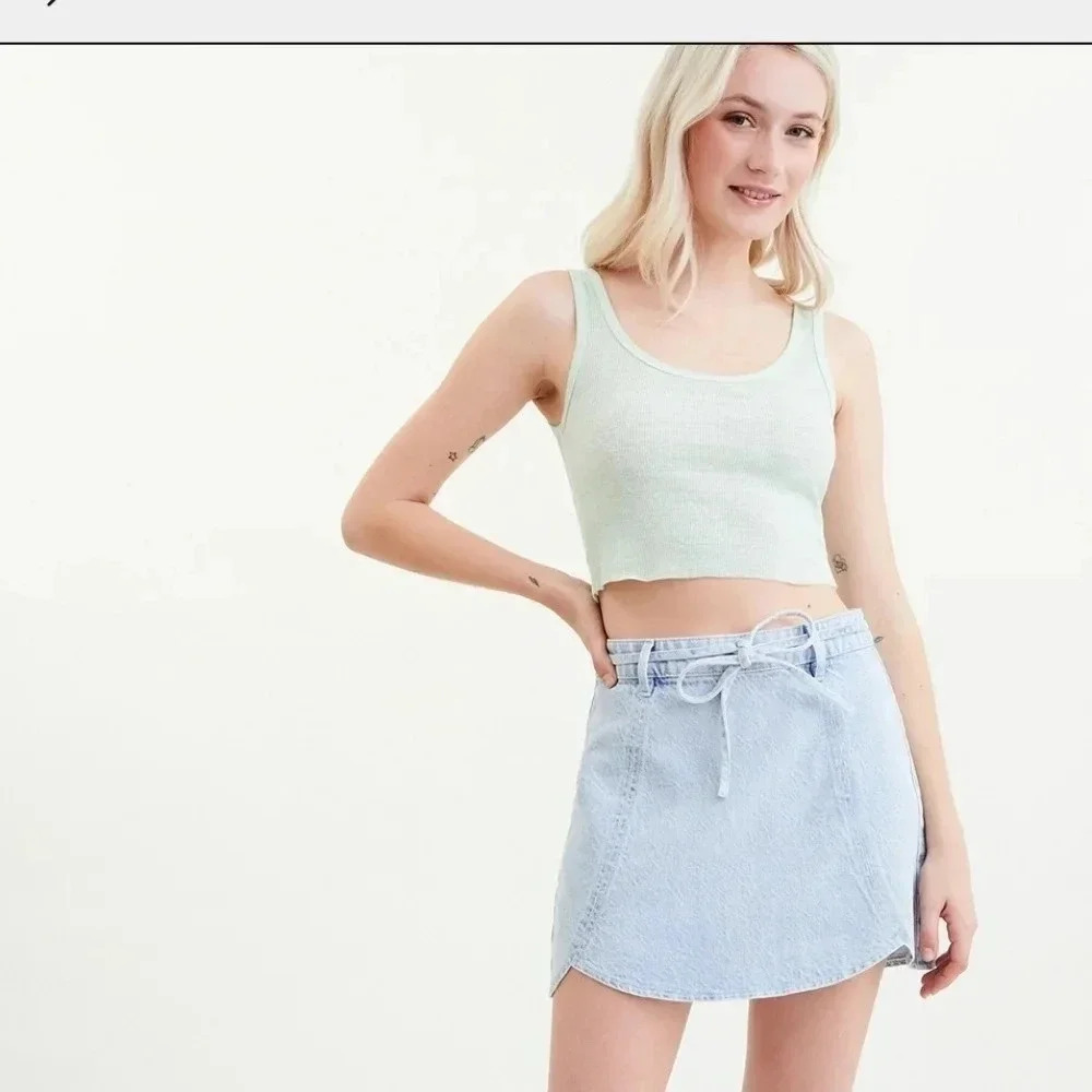 PacSun Belted Tulip Denim Skirt